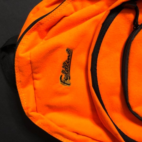 Neon orange fleece backpack